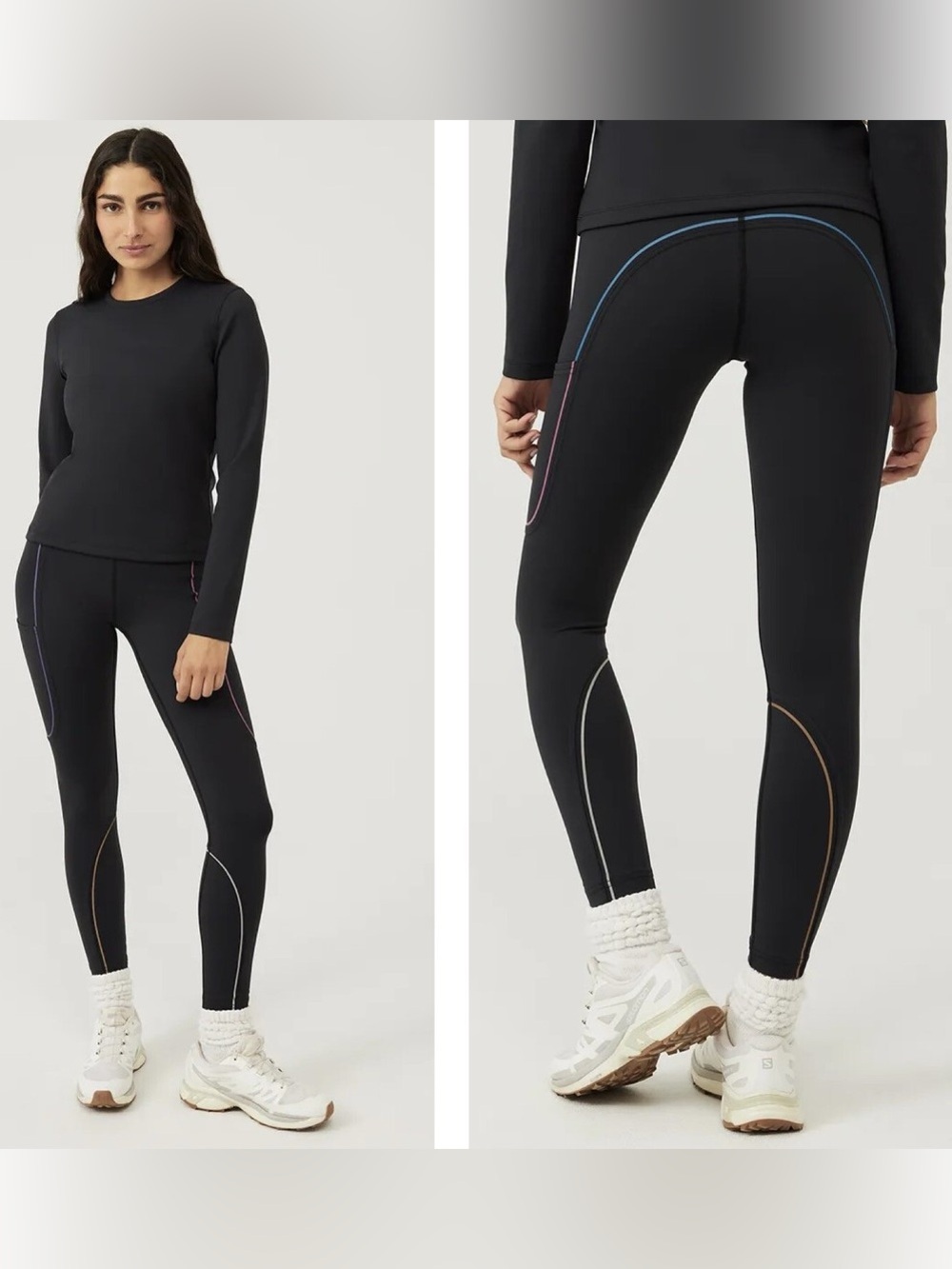 Outdoor Voices FrostKnit 7/8 Leggings with Pockets • Reflective Trim • NWOT